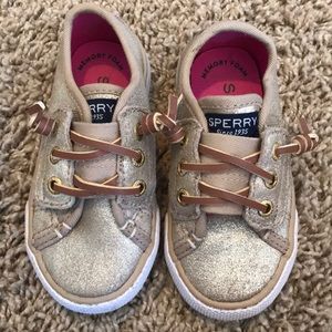 Gold glitter kids sperrys